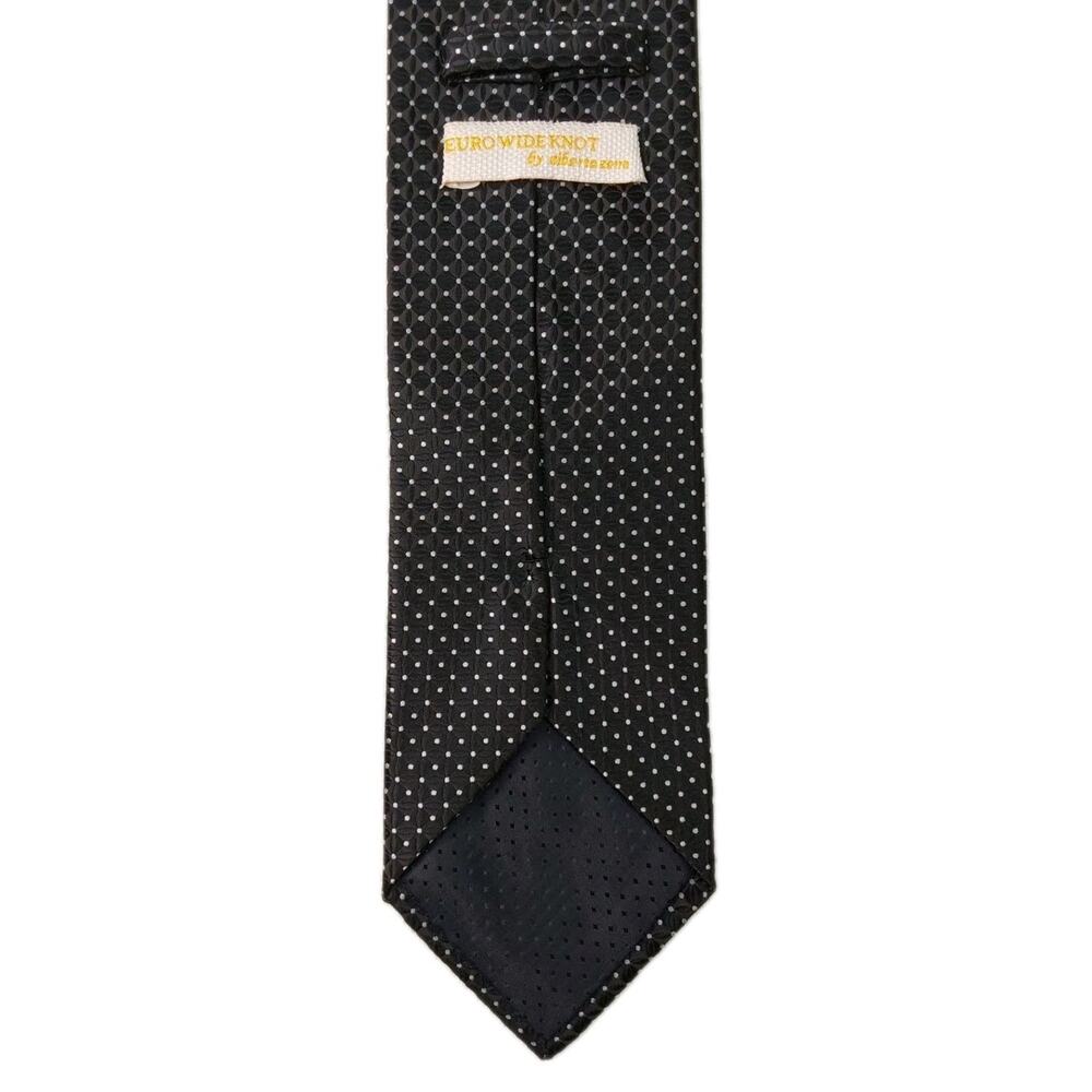 Men's Euro Wide Knot By Alberto Zerra Black/Silver Handmade Tie #T18